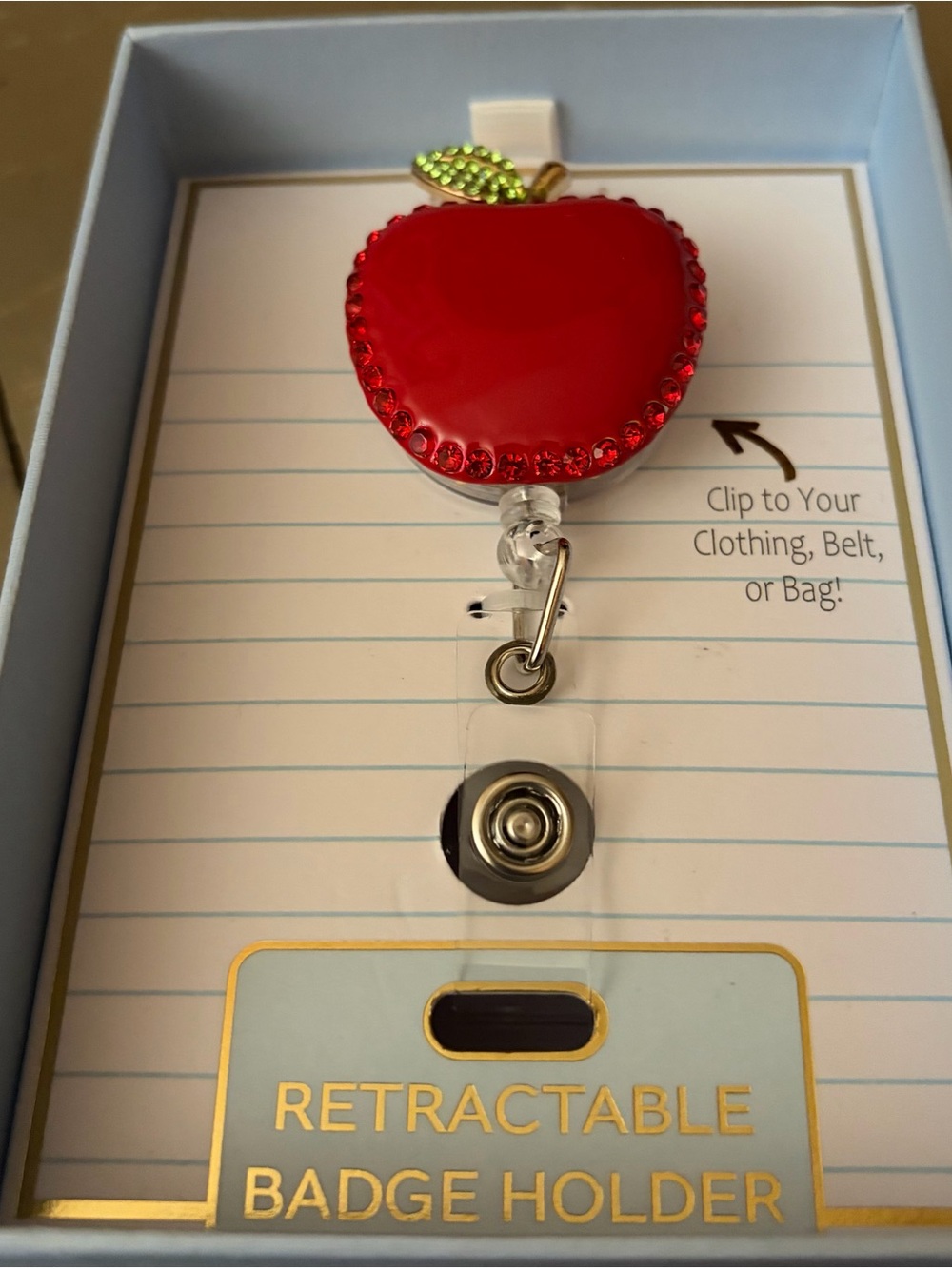 True to Form Red Apple Retractable Badge Holder